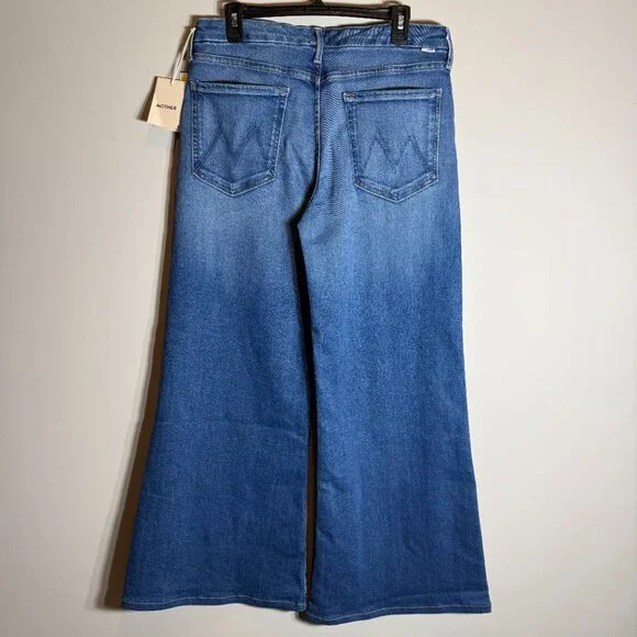 Mother The Roller Fray Wide Leg Denim Jeans Women's 32 Work Hard Play Hard NWT